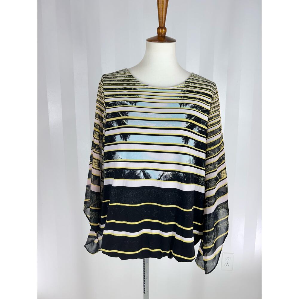 ALFANI Women’s Multicolor Palm Tree Blouse Sz L